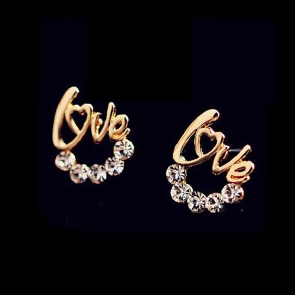 3/$30 LOVE GOLDEN CRYSTAL ZIRCON EARRINGS - Picture 2 of 7